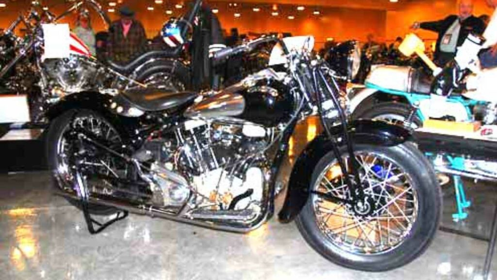 crocker motorcycle in showroom