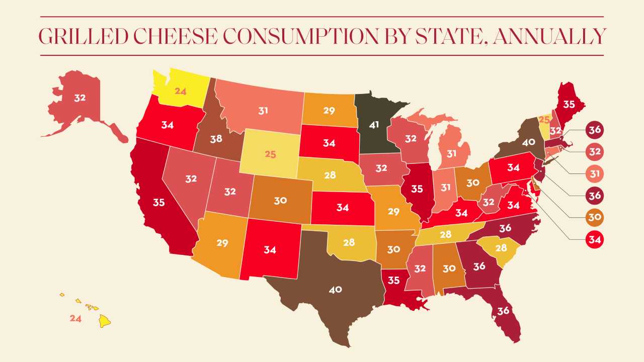 grilled cheese consumption by state map