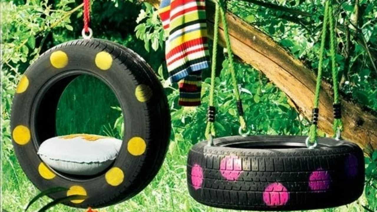 tire swings with polka dots