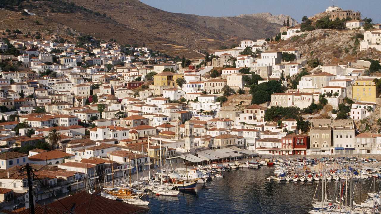 port of hydra island in greece